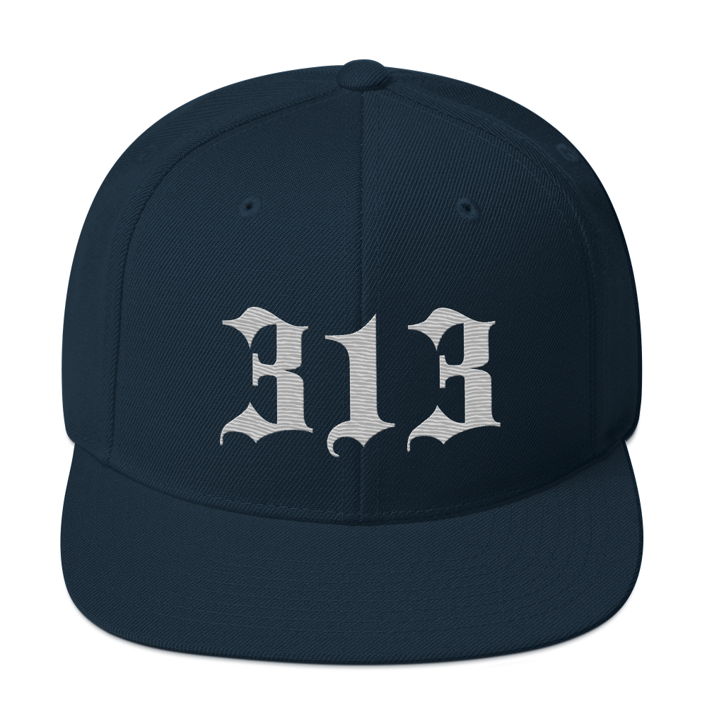 Detroit '313' Vintage Snapback (Old English Font) | Platinum