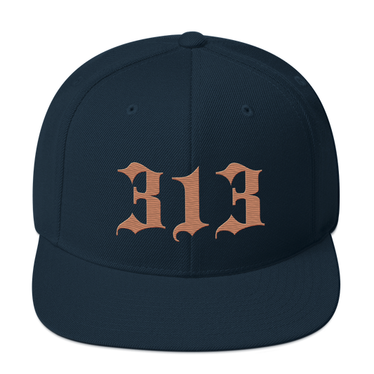 Detroit '313' Vintage Snapback (Old English Font) | Copper