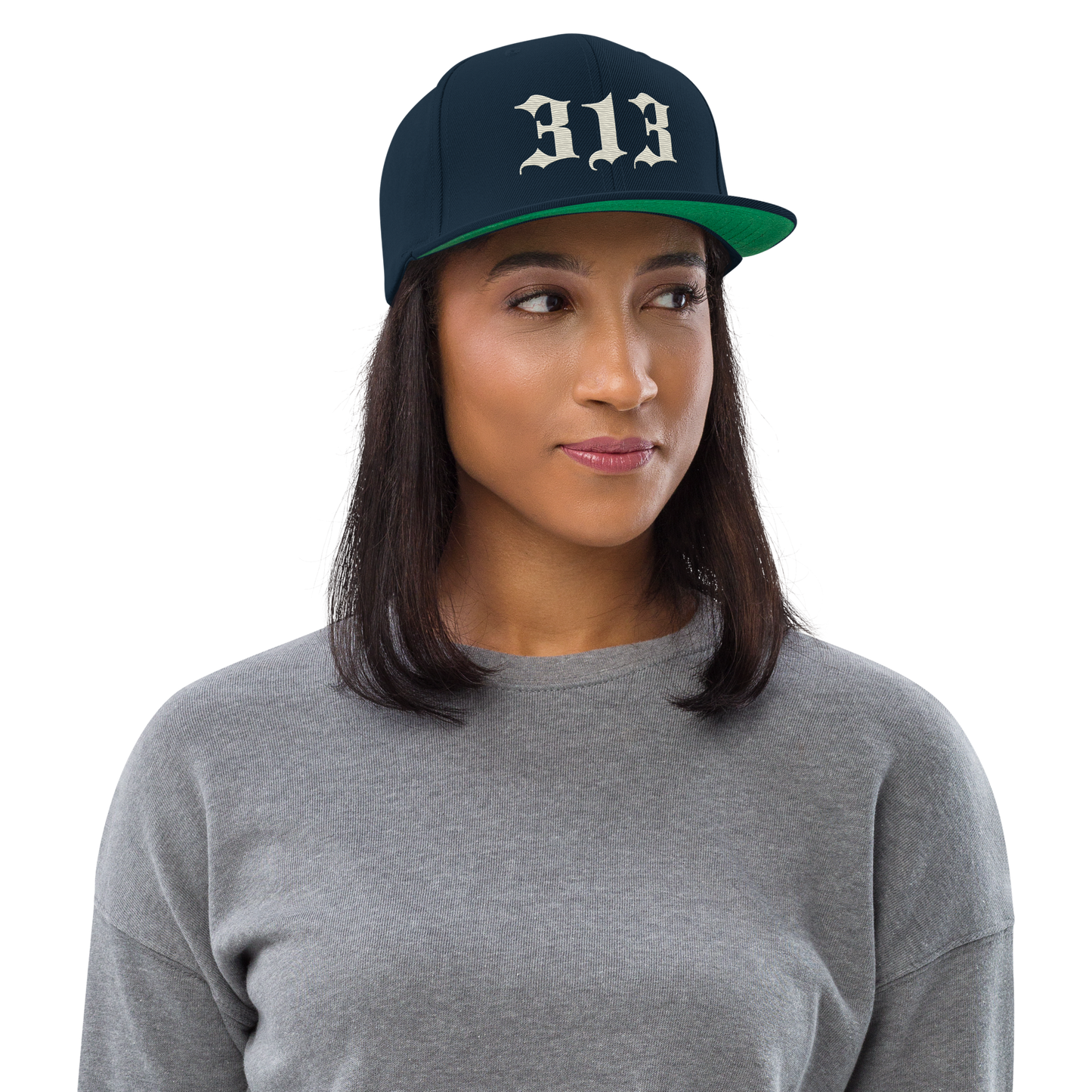 Detroit '313' Vintage Snapback (Old English Font) | Ivory White