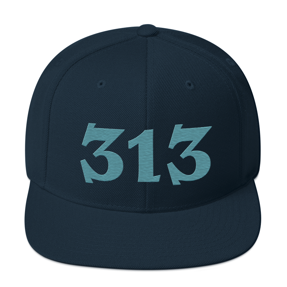 Detroit '313' Vintage Snapback (Angry Font) | Huron Blue