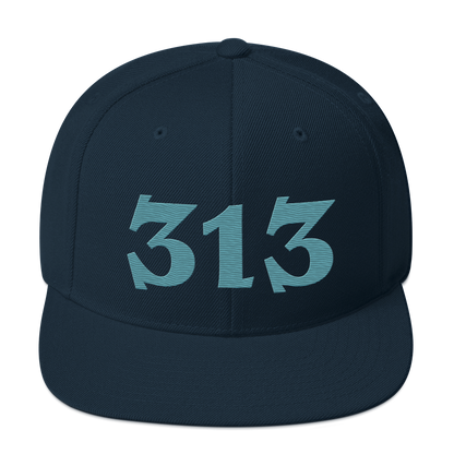 Detroit '313' Vintage Snapback (Angry Font) | Huron Blue