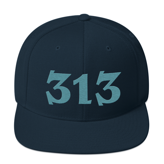 Detroit '313' Vintage Snapback (Angry Font) | Huron Blue