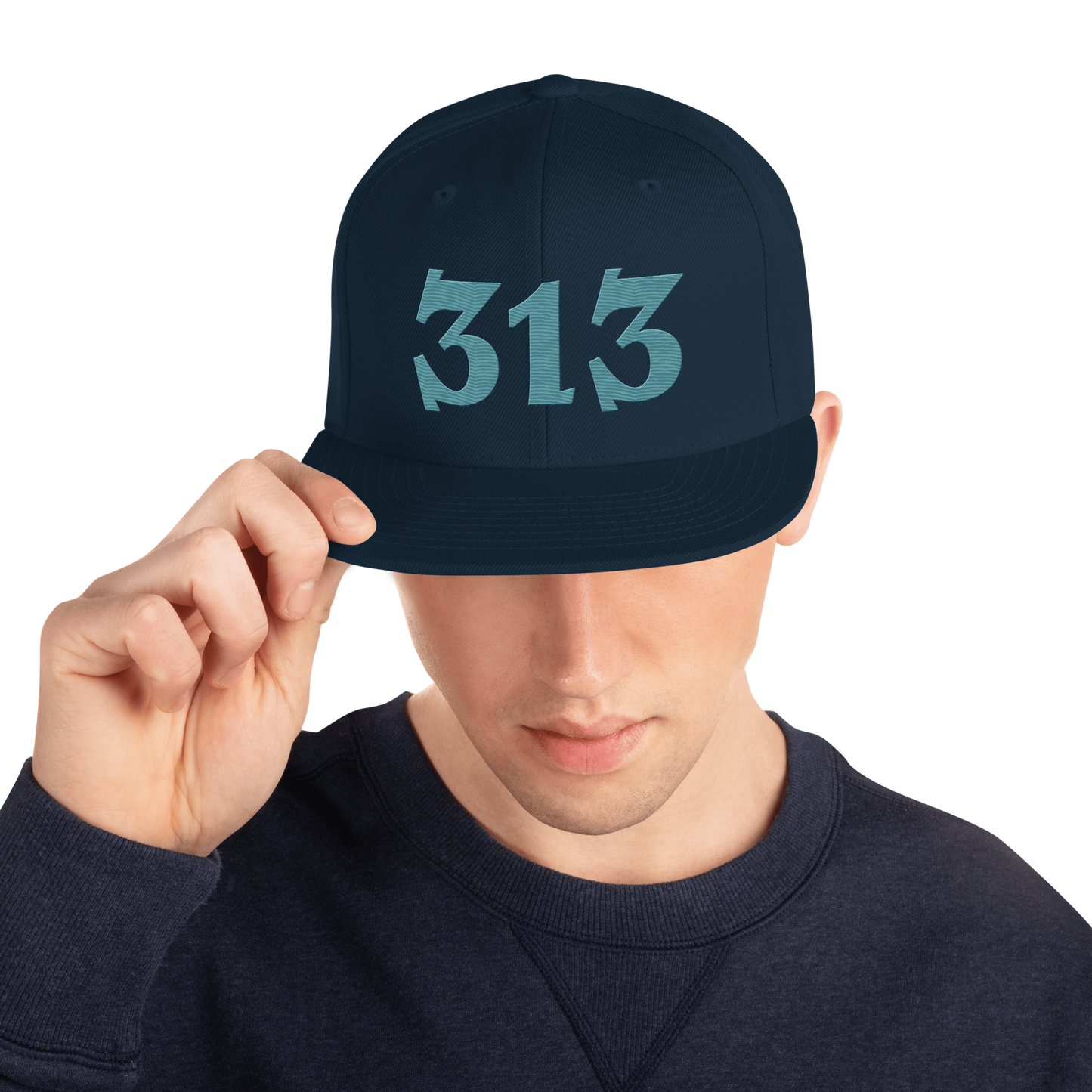 Detroit '313' Vintage Snapback (Angry Font) | Huron Blue