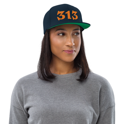 Detroit '313' Vintage Snapback (Angry Font) | Orange