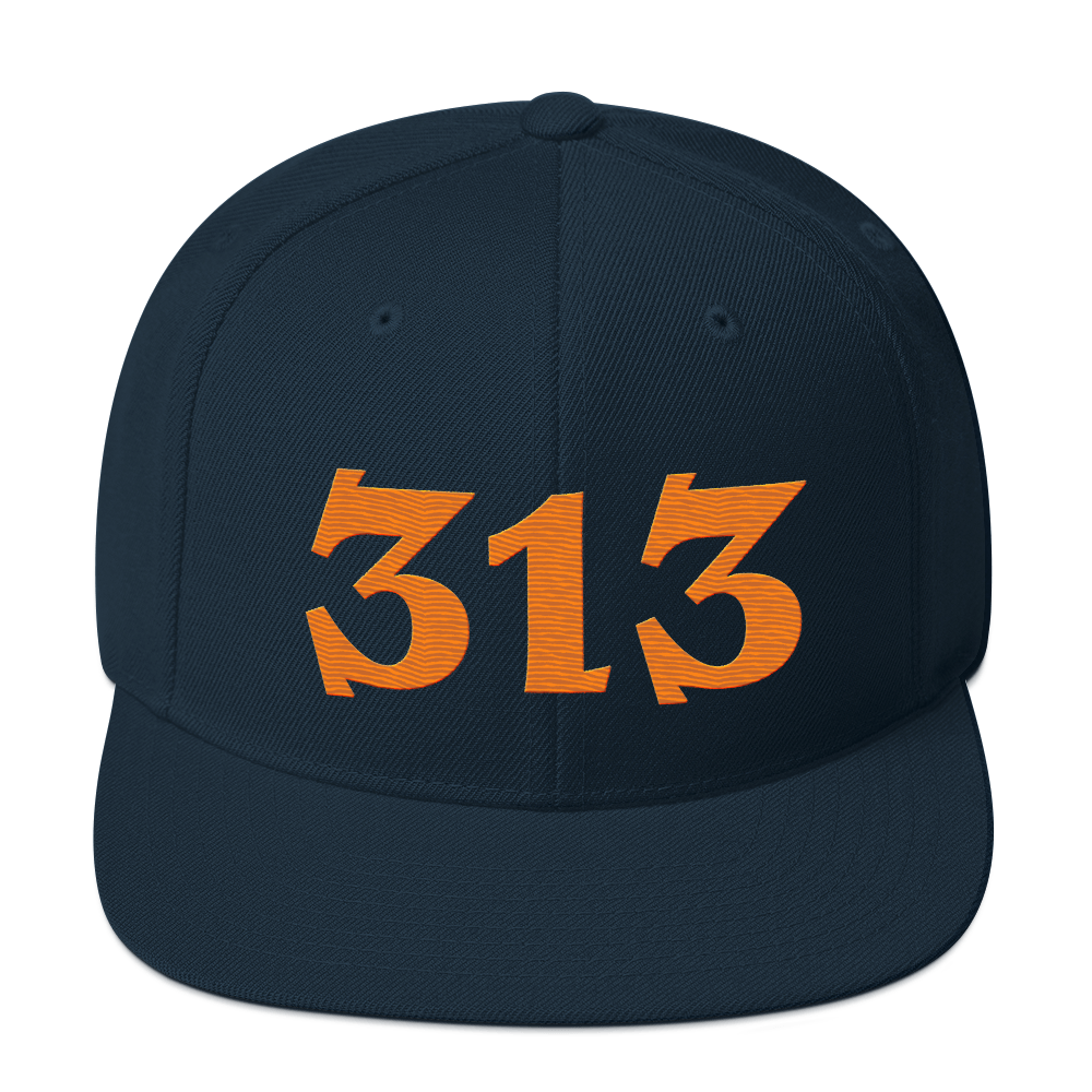 Detroit '313' Vintage Snapback (Angry Font) | Orange