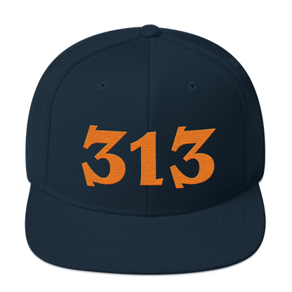 Detroit '313' Vintage Snapback (Angry Font) | Orange