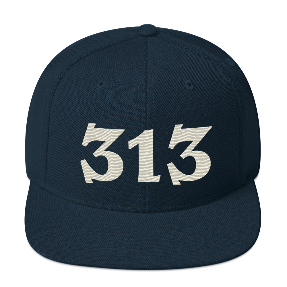 Detroit '313' Vintage Snapback (Angry Font) | Ivory White