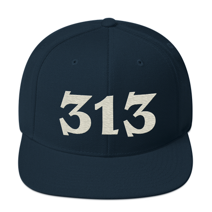 Detroit '313' Vintage Snapback (Angry Font) | Ivory White