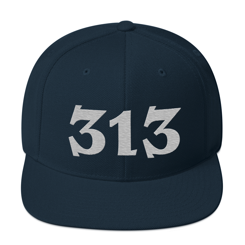 Detroit '313' Vintage Snapback (Angry Font) | Platinum