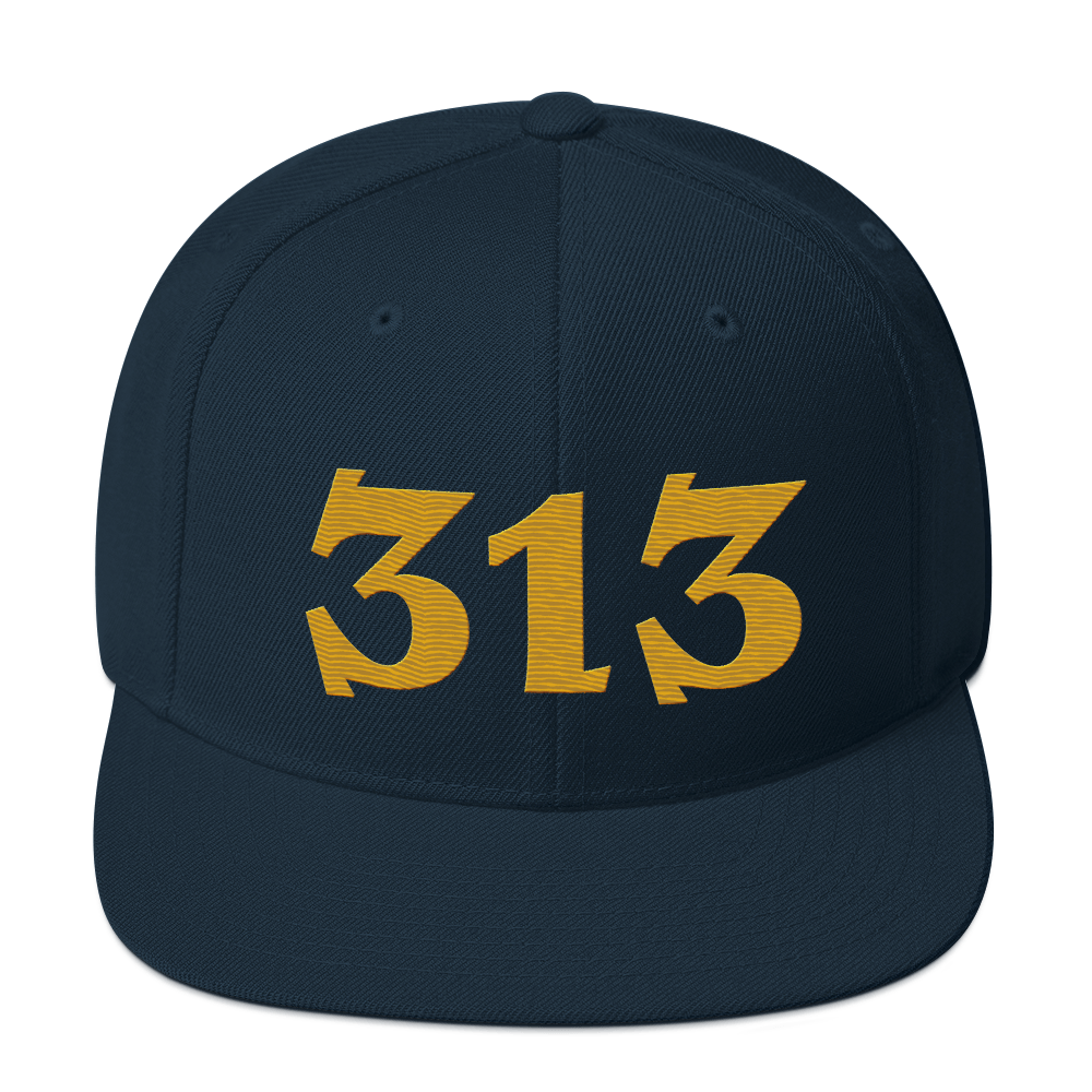 Detroit '313' Vintage Snapback (Angry Font) | Gold