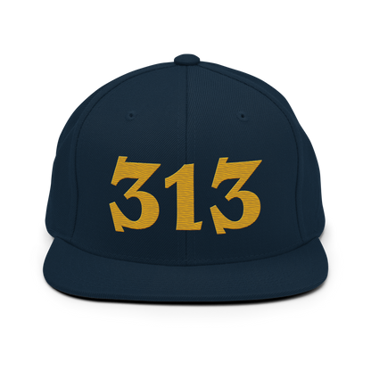 Detroit '313' Vintage Snapback (Angry Font) | Gold