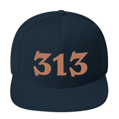 Detroit '313' Vintage Snapback (Angry Font) | Copper