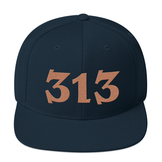 Detroit '313' Vintage Snapback (Angry Font) | Copper