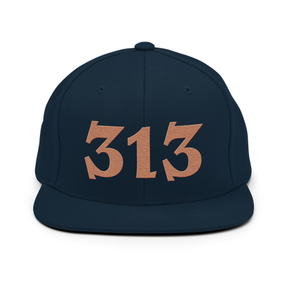 Detroit '313' Vintage Snapback (Angry Font) | Copper