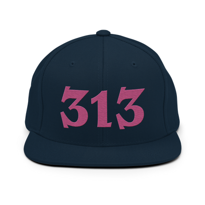 Detroit '313' Vintage Snapback (Angry Font) | Apple Blossom Pink