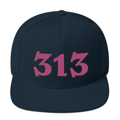 Detroit '313' Vintage Snapback (Angry Font) | Apple Blossom Pink