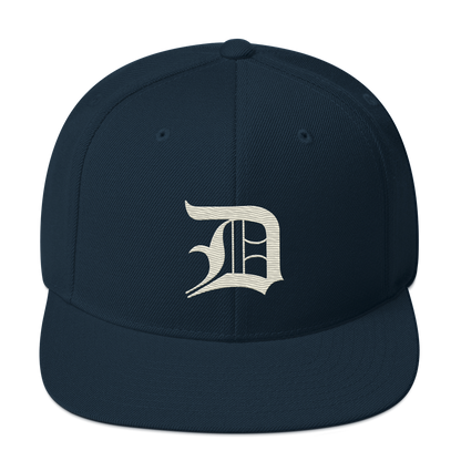 Detroit 'Old English D' Vintage Snapback (Ivory White)