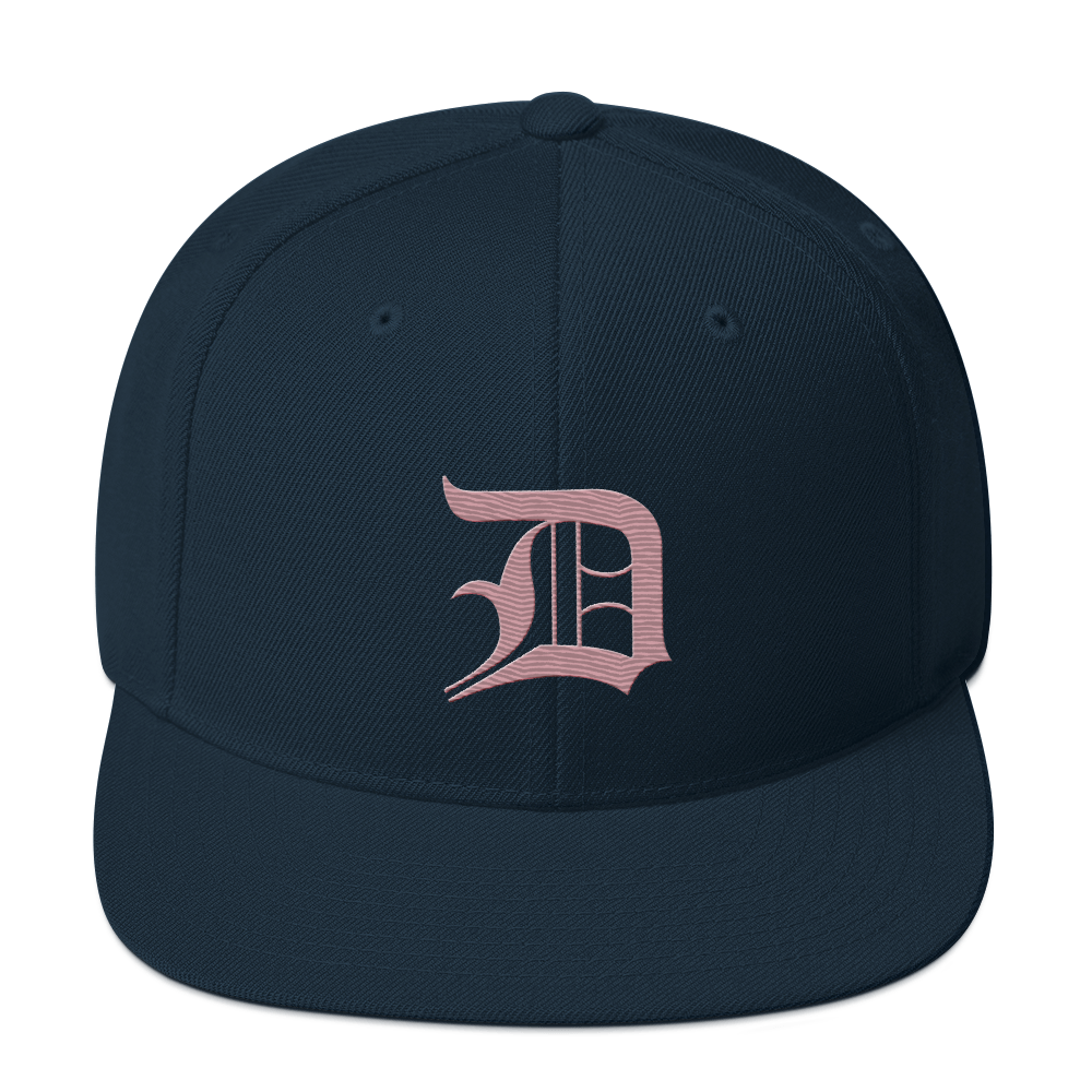 Detroit 'Old English D' Vintage Snapback (Cherry Blossom Pink)