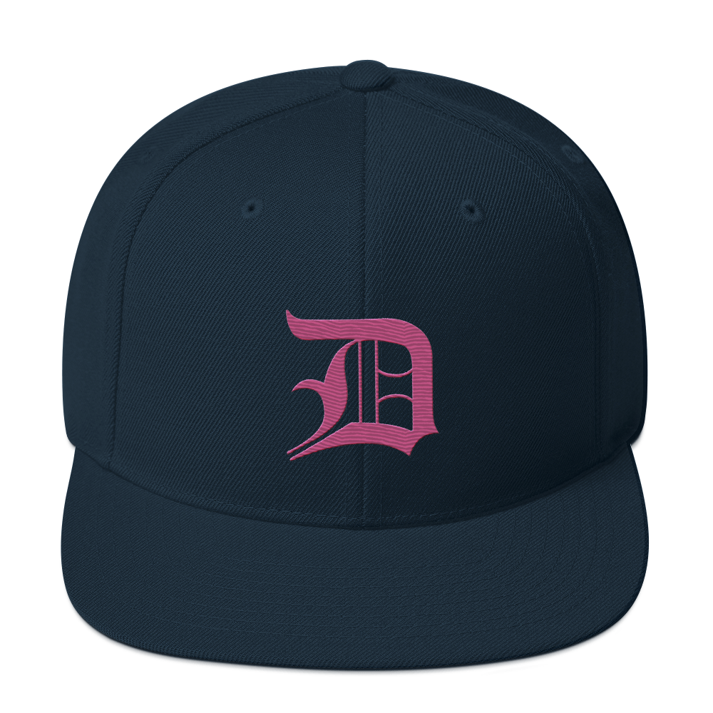 Detroit 'Old English D' Vintage Snapback (Apple Blossom Pink)