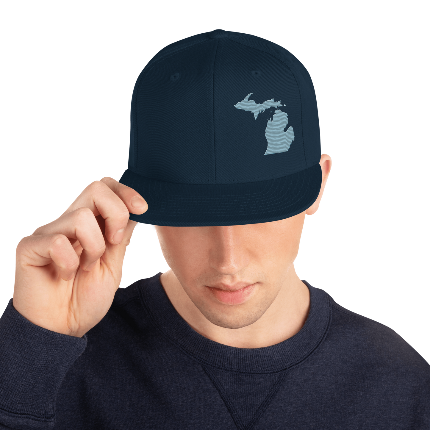 Michigan Vintage Snapback | Opal Blue Outline