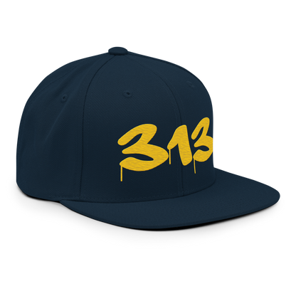 Detroit '313' Vintage Snapback (Tag Font) | Maize