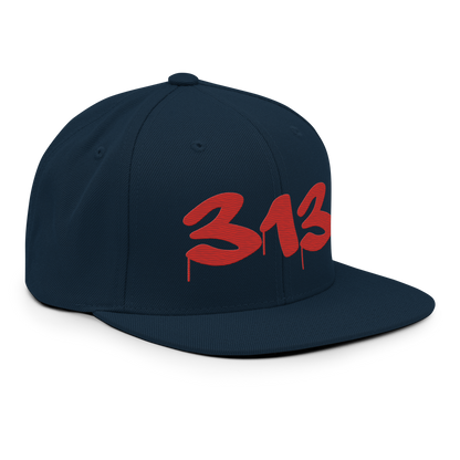 Detroit '313' Vintage Snapback (Tag Font) | Aliform Red