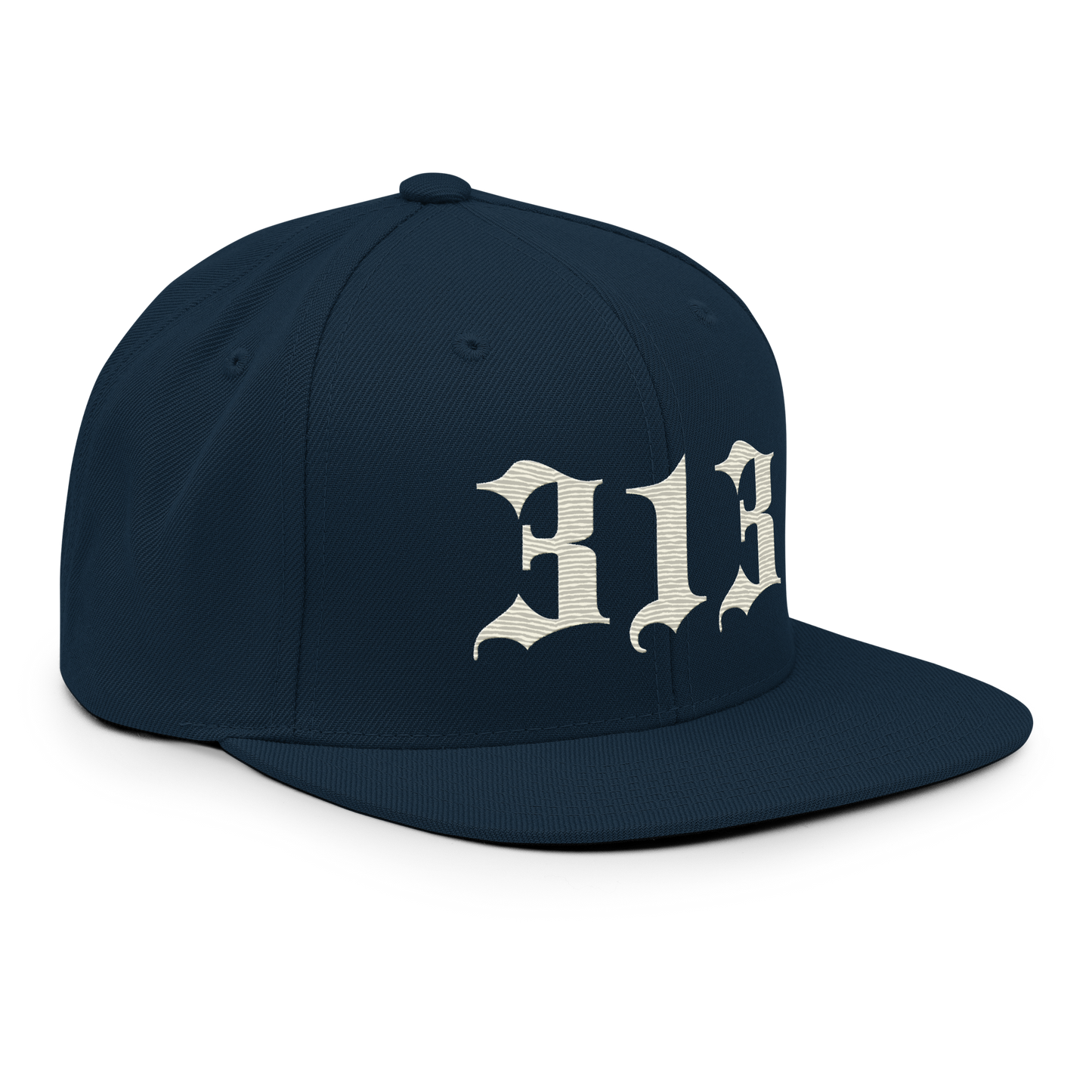 Detroit '313' Vintage Snapback (Old English Font) | Ivory White