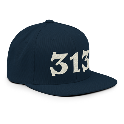 Detroit '313' Vintage Snapback (Angry Font) | Ivory White