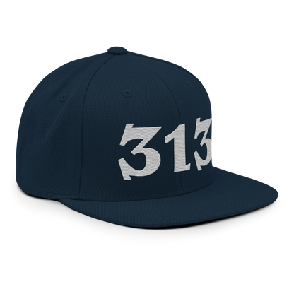 Detroit '313' Vintage Snapback (Angry Font) | Platinum