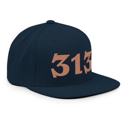 Detroit '313' Vintage Snapback (Angry Font) | Copper