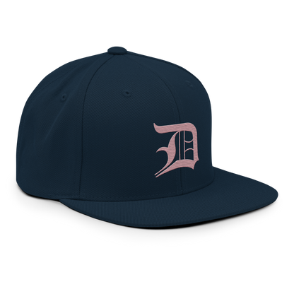 Detroit 'Old English D' Vintage Snapback (Cherry Blossom Pink)