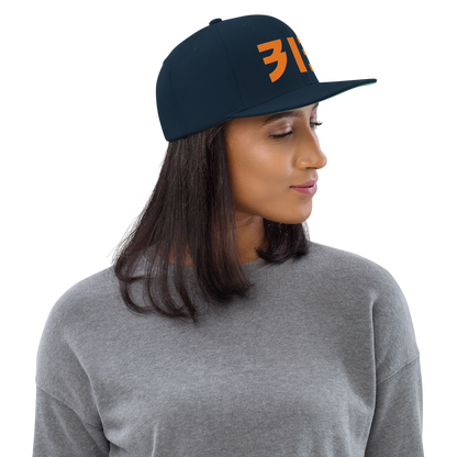 Detroit '313' Vintage Snapback (Glam Rock Font) | Orange