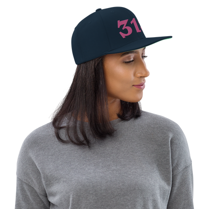 Detroit '313' Vintage Snapback (Angry Font) | Apple Blossom Pink