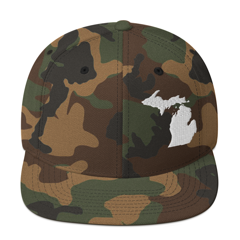 Michigan Camo Snapback | White Outline