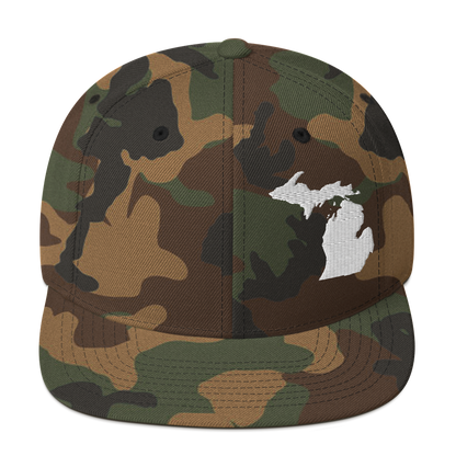 Michigan Camo Snapback | White Outline