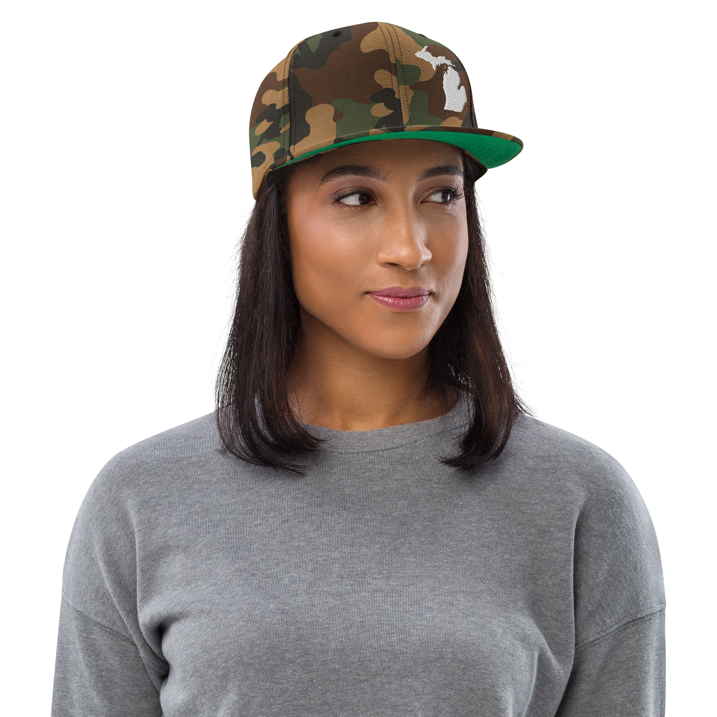 Michigan Camo Snapback | White Outline