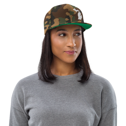 Michigan Camo Snapback | White Outline