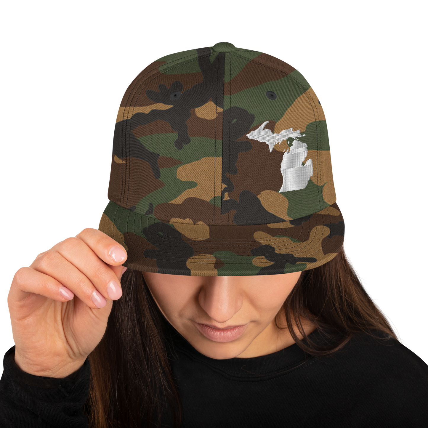 Michigan Camo Snapback | White Outline