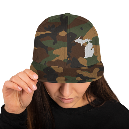 Michigan Camo Snapback | White Outline