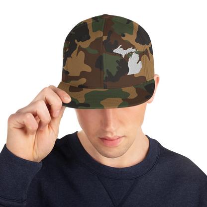 Michigan Camo Snapback | White Outline