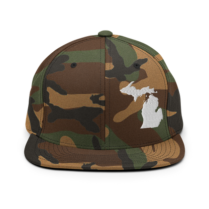 Michigan Camo Snapback | White Outline