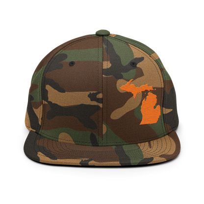 Michigan Camo Snapback | Safety Orange Outline