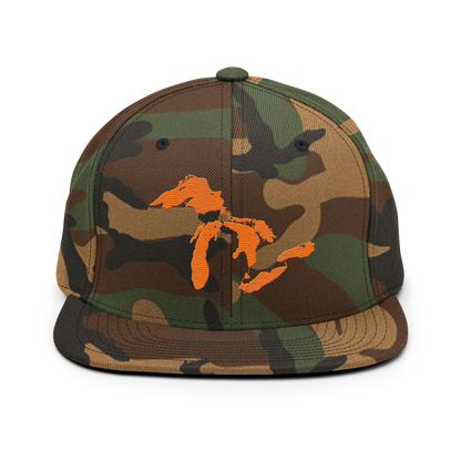 Great Lakes Camo Snapback | Safety Orange