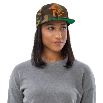 Great Lakes Camo Snapback | Safety Orange