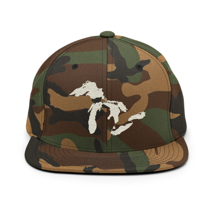 Great Lakes Camo Snapback | Ivory White