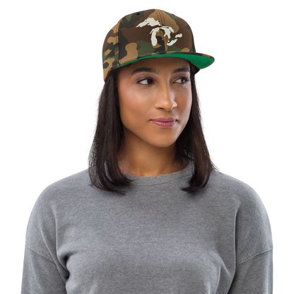 Great Lakes Camo Snapback | Ivory White