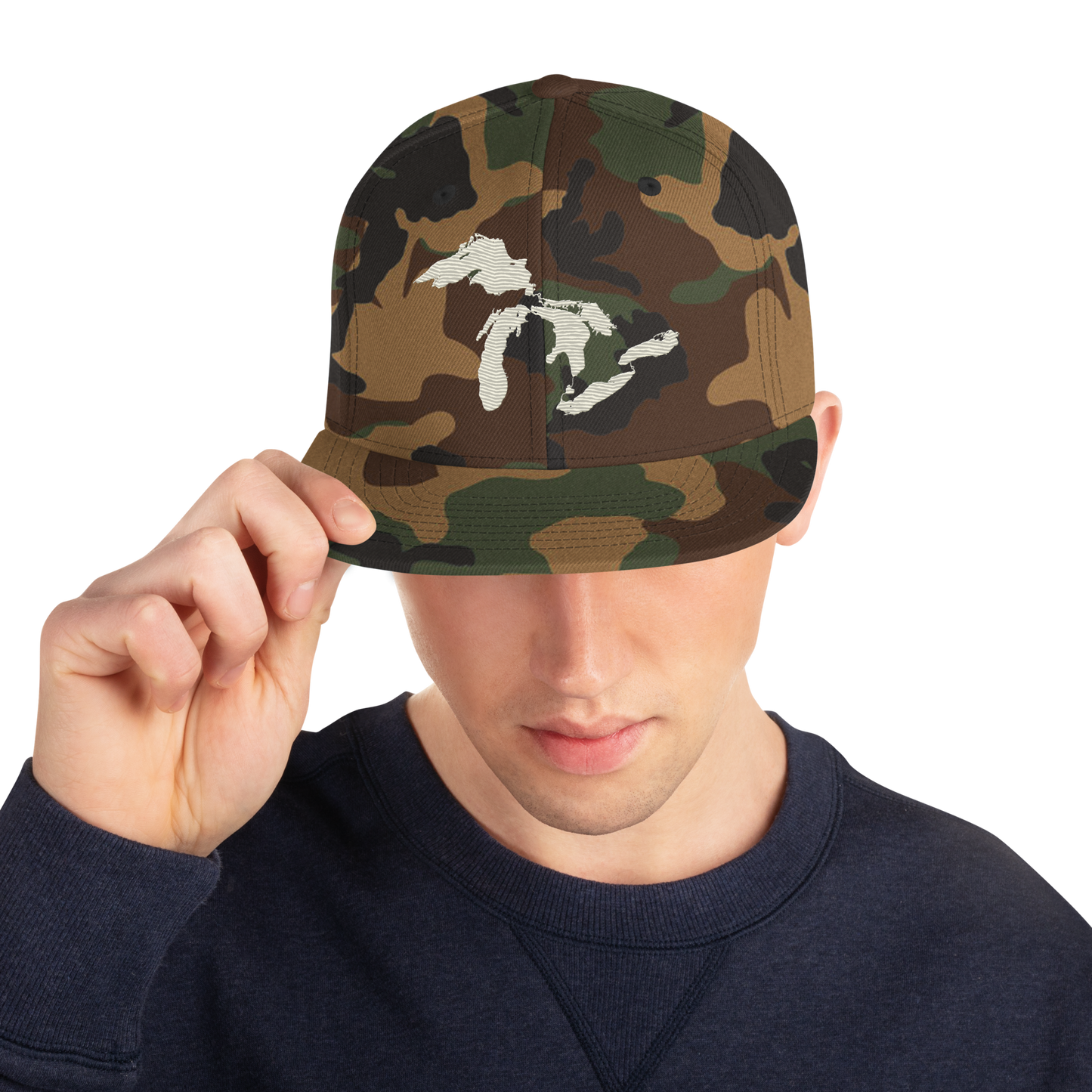 Great Lakes Camo Snapback | Ivory White