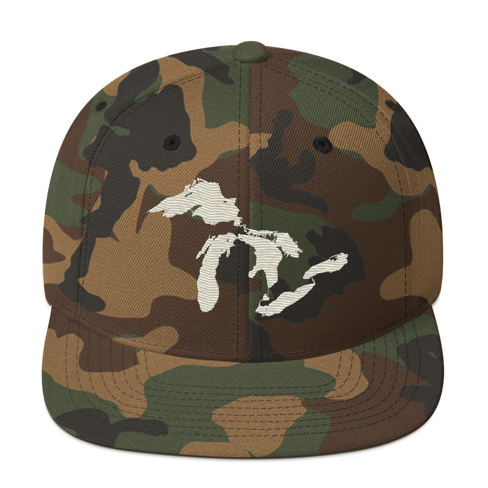 Great Lakes Camo Snapback | Ivory White