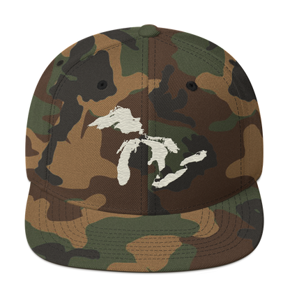 Great Lakes Camo Snapback | Ivory White