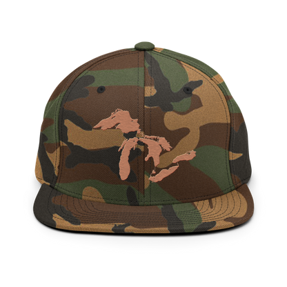 Great Lakes Camo Snapback | Copper